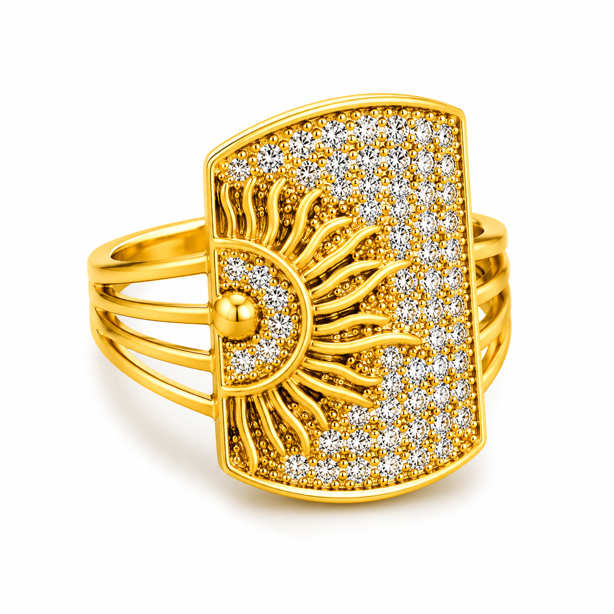Golden Sunburst Radiance Statement Ring