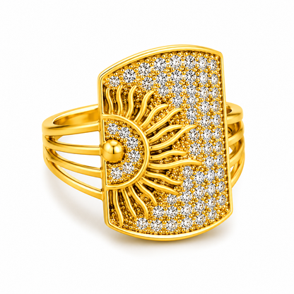 Golden Sunburst Radiance Statement Ring