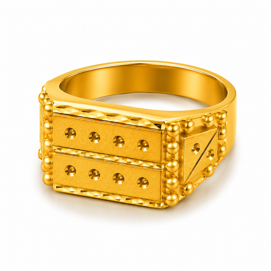 Imperial Dual Crest Engraved Statement Ring