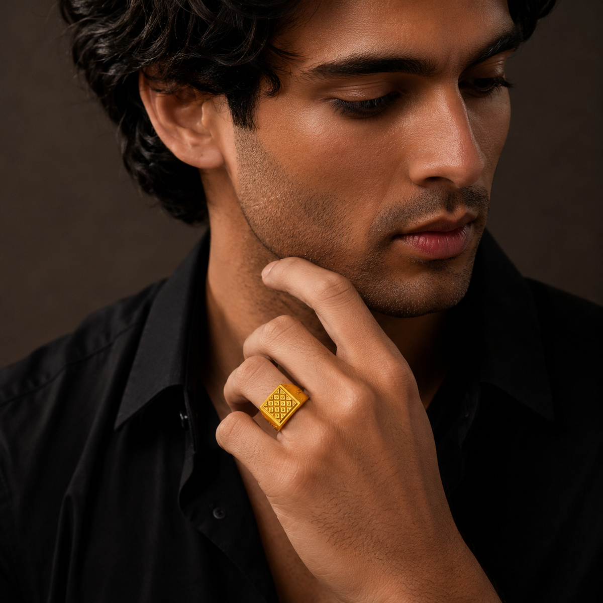 Imperial Lattice Engraved Statement Ring
