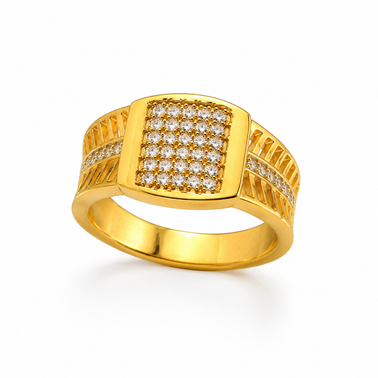Premium Square Pavé Statement Ring for Men