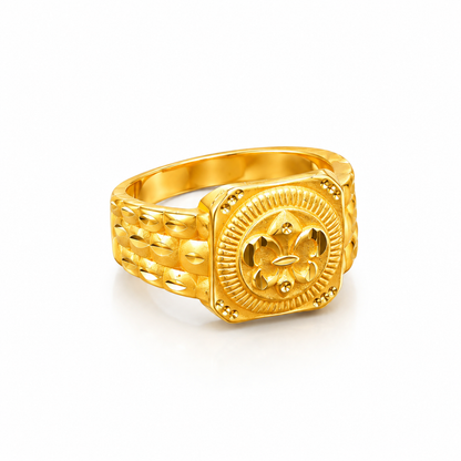 Ornate Floral Medallion Statement Ring for Men