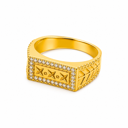 Imperial Geometric Crest Pavé Statement Ring