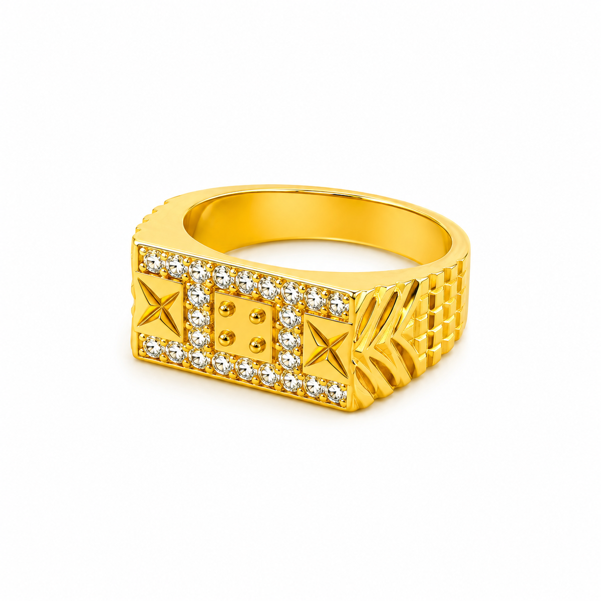Regal Geometric Crystal Panel Ring