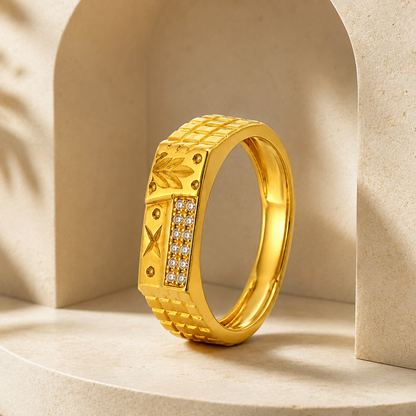 Royal Leaf Elegance Crystal Statement Ring