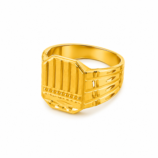 Regal Vertical Engraved Panel Statement Ring