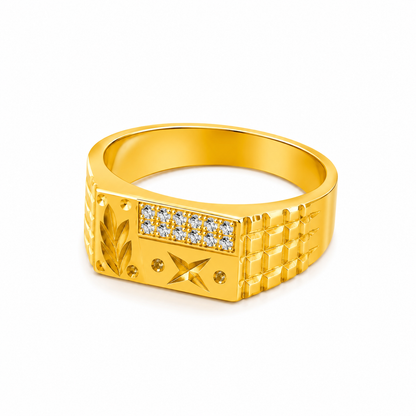 Royal Leaf Elegance Crystal Statement Ring