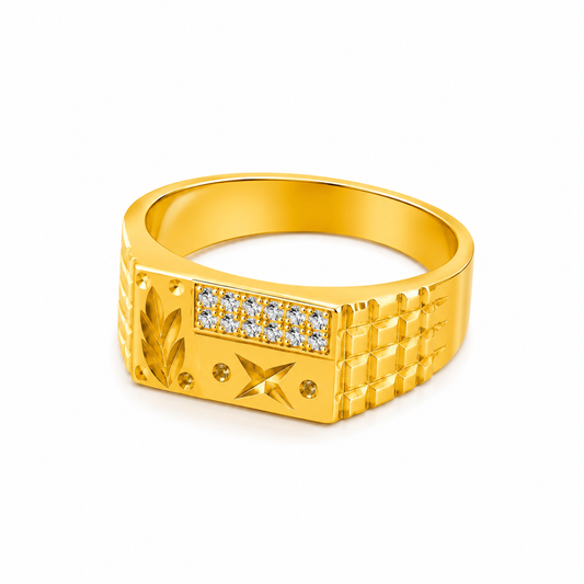 Royal Leaf Elegance Crystal Statement Ring