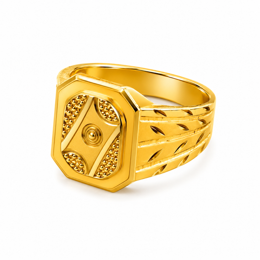 Imperial Hexagon Engraved Statement Ring