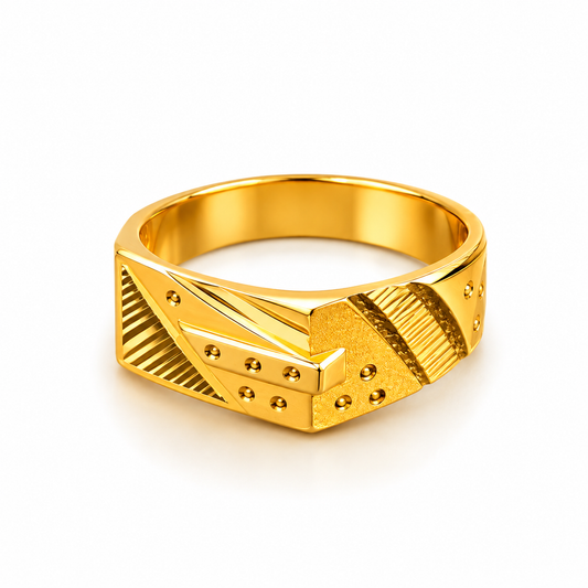 Bold Geometric Textured Statement Ring for Men