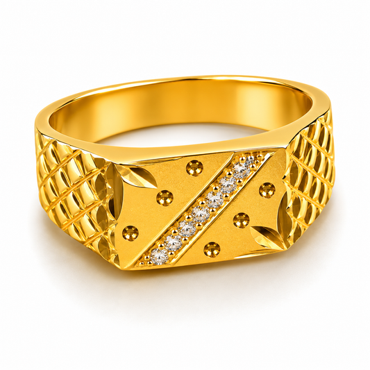 Elegant Crystal CZ Diagonal Pattern Ring for Men