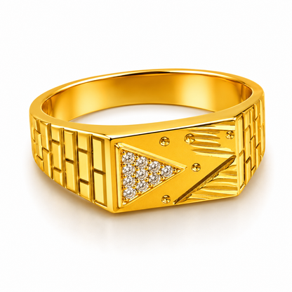 Classic Crystal CZ Triangle Statement Ring for Men