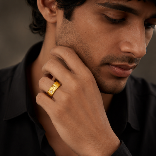 Classic Crystal CZ Triangle Statement Ring for Men