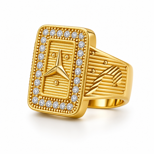 Crownline Crystal Rectangular Statement Ring for Men