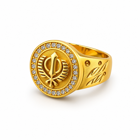 Royal Khanda Emblem Statement Ring for Men