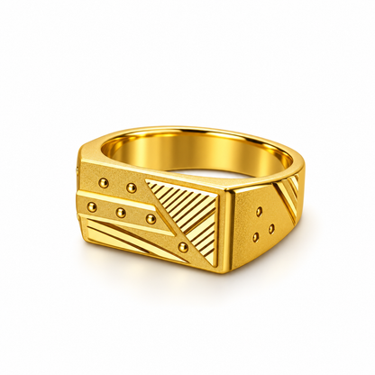 Urban Edge Geometric Textured Statement Ring for Men