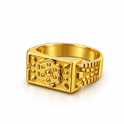 Royal Crest Geometric Statement Ring for Men