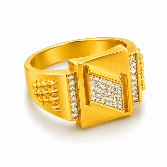 Elegant Crystal CZ Square Signet Ring