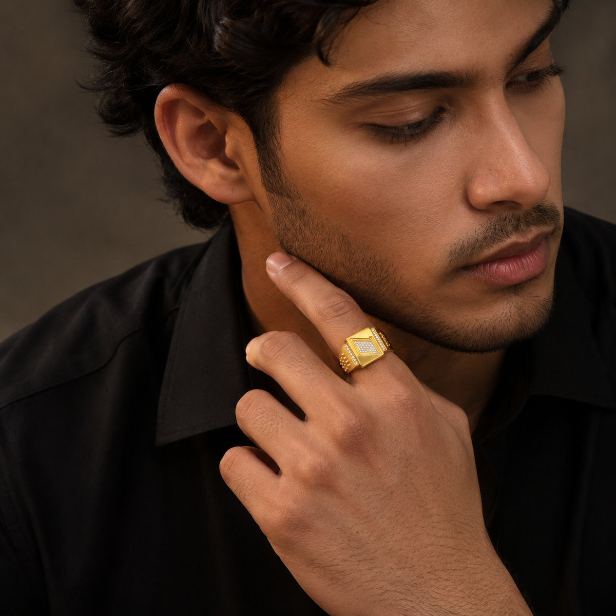 Elegant Crystal CZ Square Signet Ring