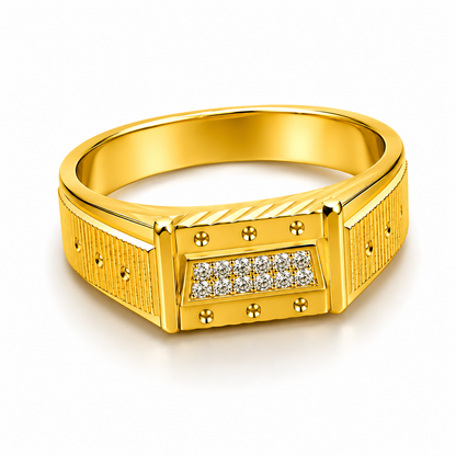 Premium Crystal CZ Rectangular Statement Ring for Men
