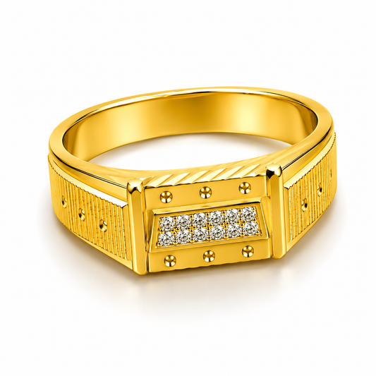 Premium Crystal CZ Rectangular Statement Ring for Men