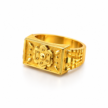 Regal Floral Medallion Textured Statement Ring for Men