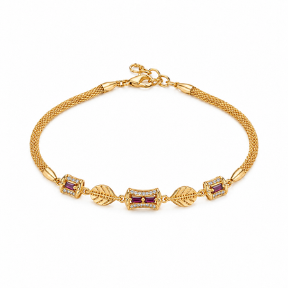 Imperial Ruby Baguette Link Bracelet for Women & Girls