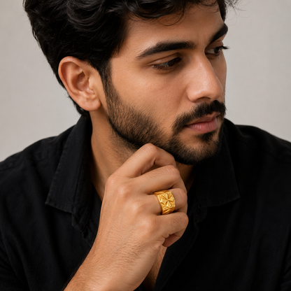 Imperial Diamond Crest Geometric Ring for Men