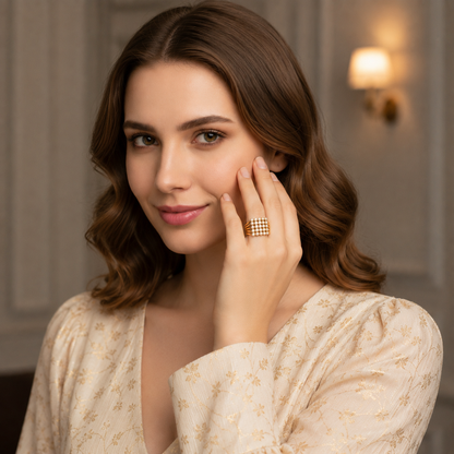 Royal Radiance Grid Sparkle Statement Ring for Women