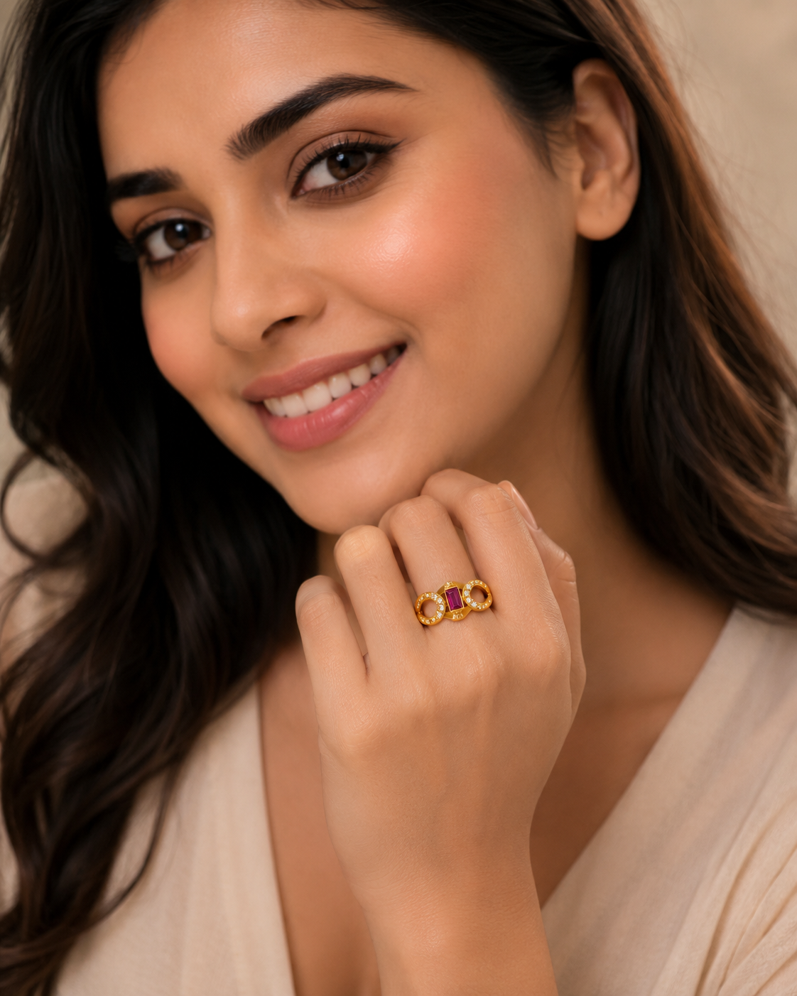 Regal Ruby Infinity Embrace Statement Ring for Women