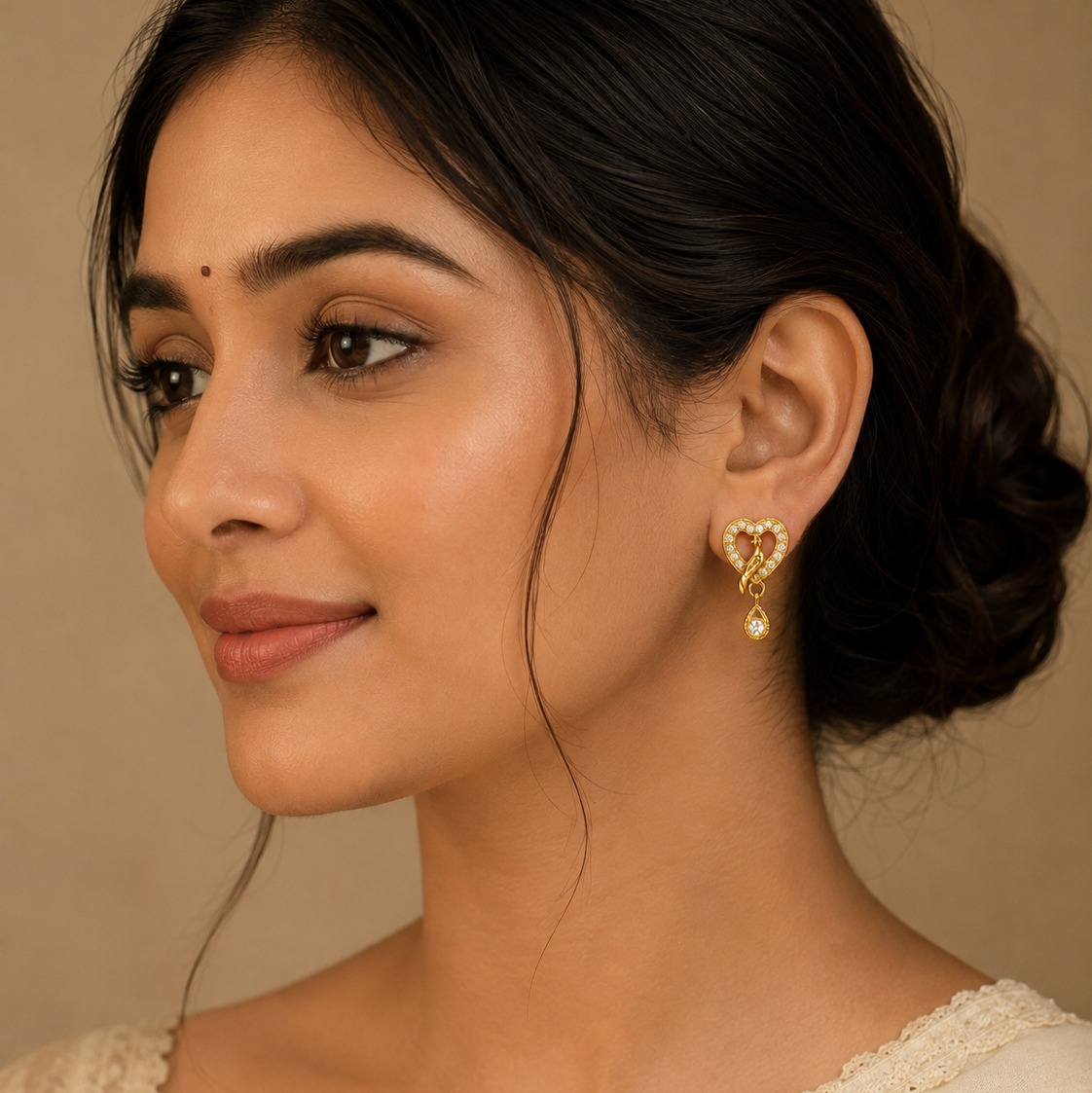 Modern Heart Shape Bird Stud Earrings