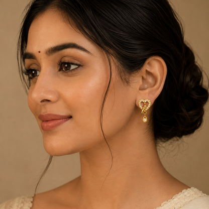 Modern Heart Shape Bird Stud Earrings