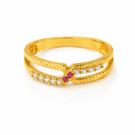 Imperial Ruby V-Cut Sparkle Band Ring