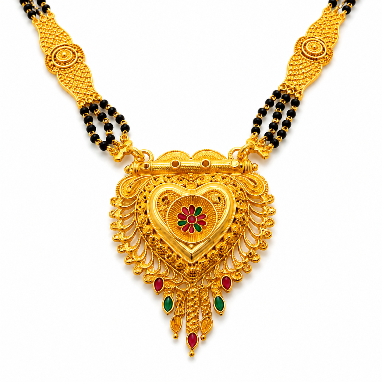 Elegant Bridal Heart Mangalsutra with Intricate Detailing