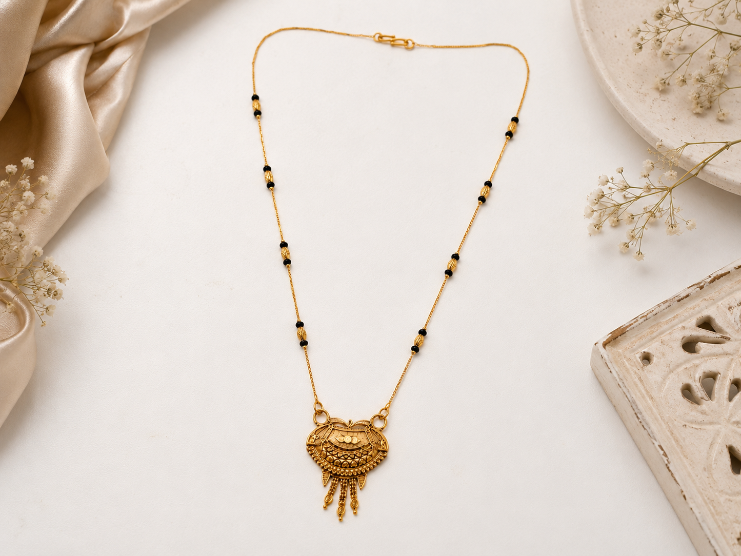 Traditional Mangalsutra Necklace with Black Bead Chain