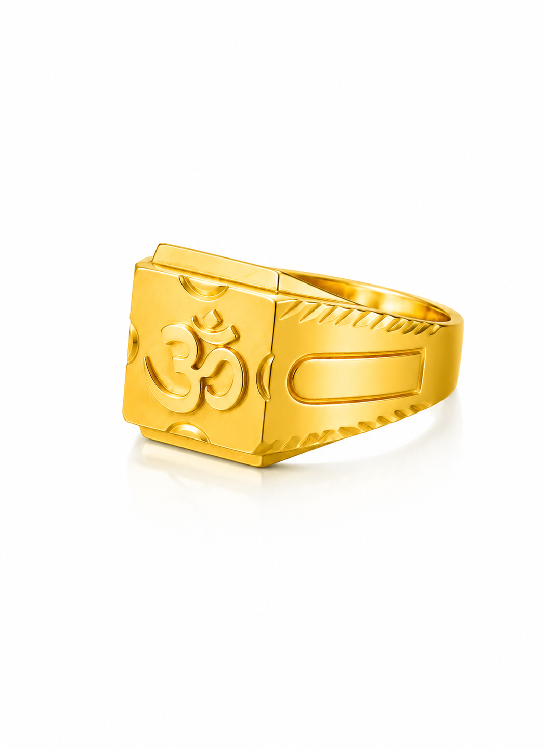 NuGold Divine Om Classic Gold Signet Ring for Men
