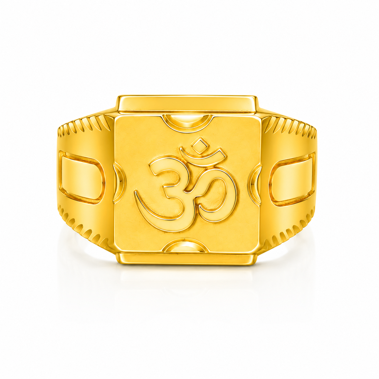 NuGold Divine Om Classic Gold Signet Ring for Men
