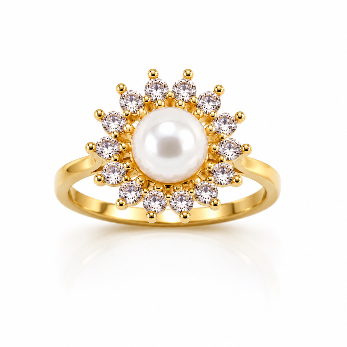 NuGold Pearl Flower Ring For Women