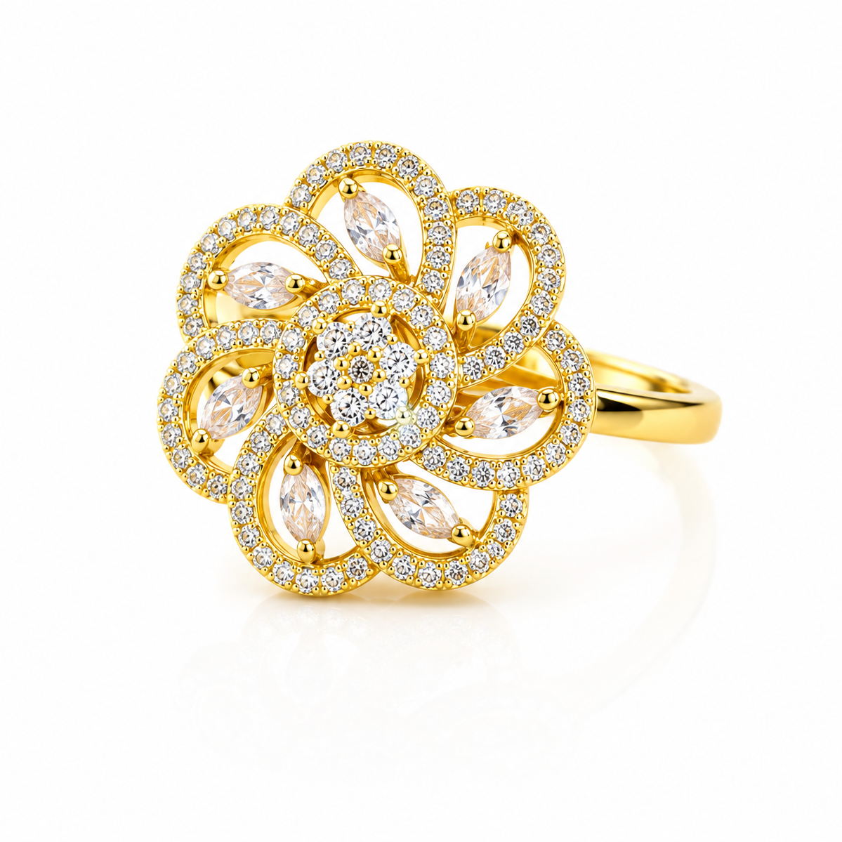 NuGold Trendy Floral Ring For Women