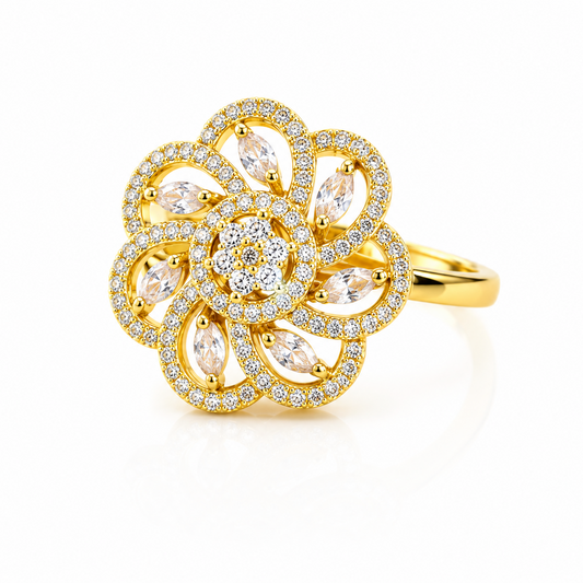 NuGold Trendy Floral Ring For Women