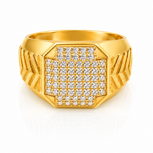 NuGold Mens Ring With Stone