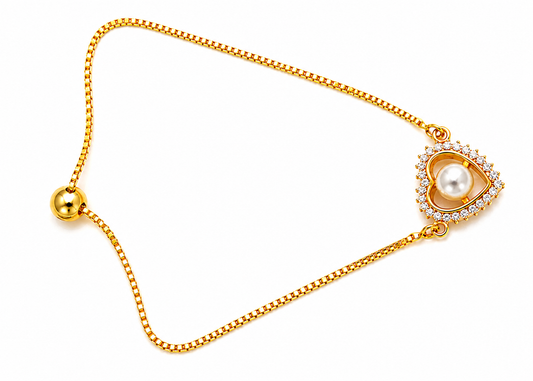 NuGold Heart Pearl Bracelet