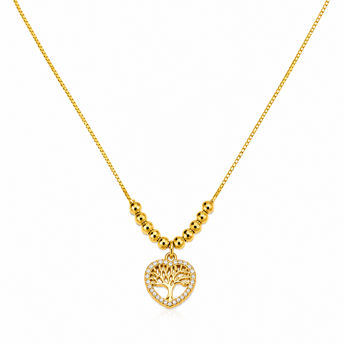 NuGold Tree of Life Heart Pendant Necklace for Women