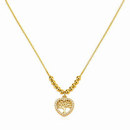 NuGold Tree of Life Heart Pendant Necklace for Women
