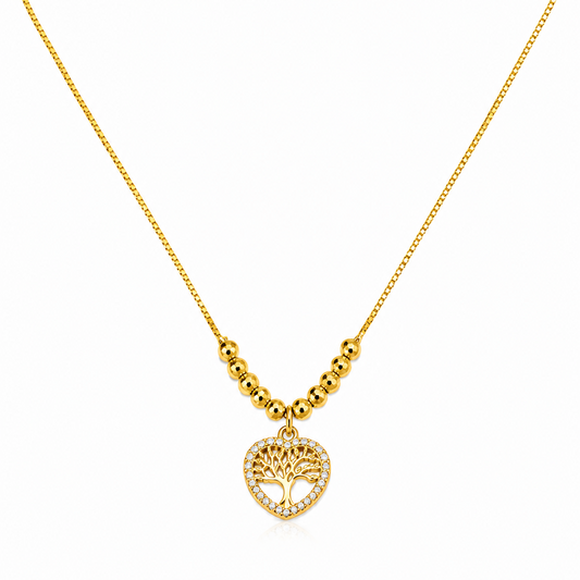 NuGold Tree of Life Heart Pendant Necklace for Women