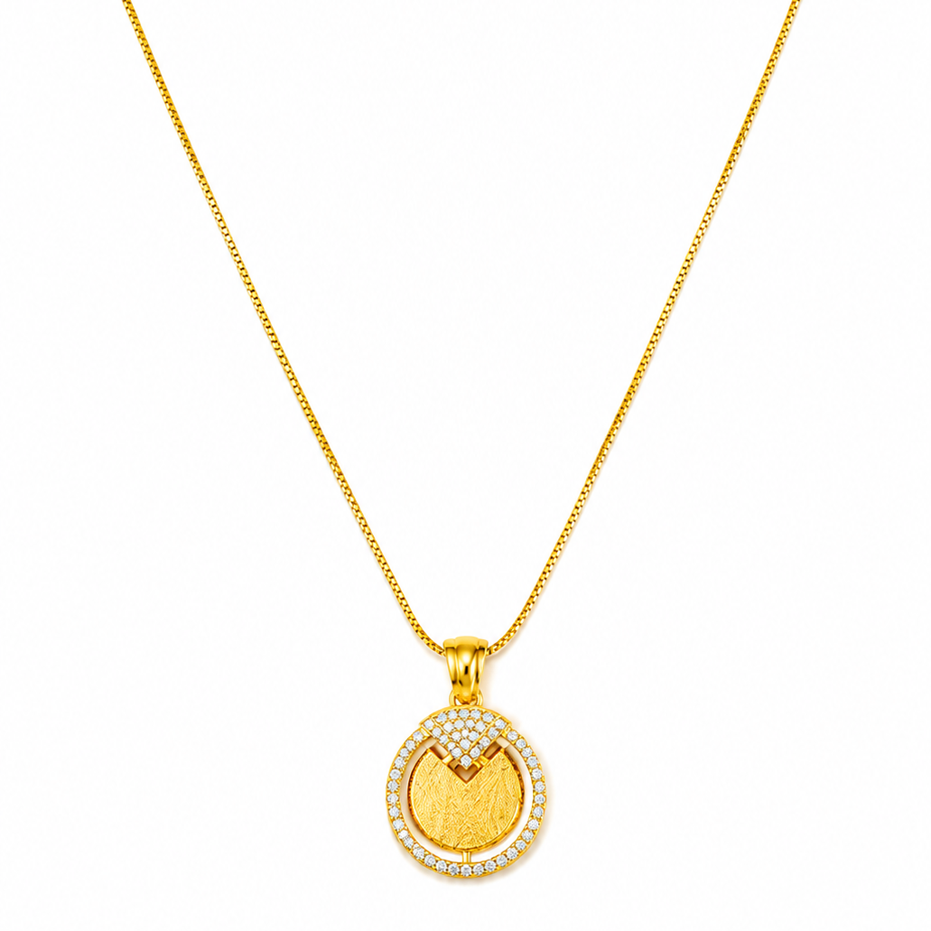 NuGold Circle Stone Pendant Necklace For Women