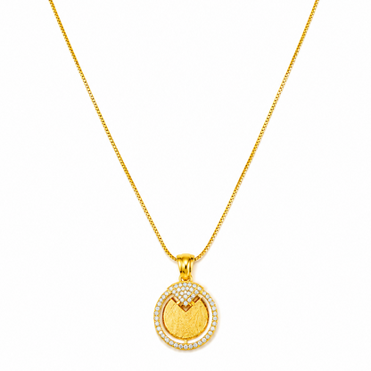 NuGold Circle Stone Pendant Necklace For Women