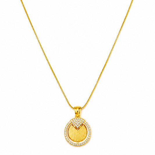NuGold Circle Stone Pendant Necklace For Women