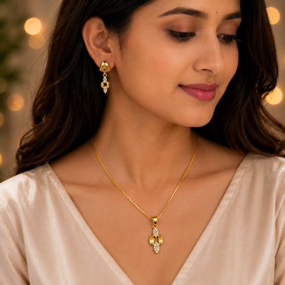 NUGOLD Luxe Crystal Bloom Pendant Necklace & Earrings Set