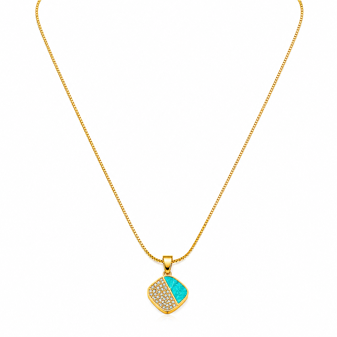 NuGold Green Stone Pendant Necklace For Women